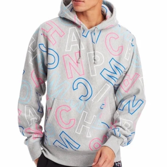 Champion Other - Champion Reverse Weave All Over Print Hoodie in gray